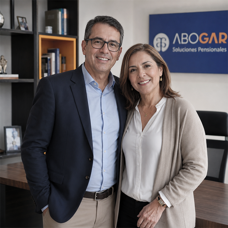 Pareja recibiendo asesoría jurídica especializada en pensiones.